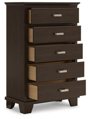 Covetown Dark Brown Full Panel Bed, Chest and Nightstand - B441B16