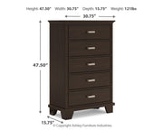 Covetown Dark Brown Full Panel Bed, Chest and Nightstand - B441B16