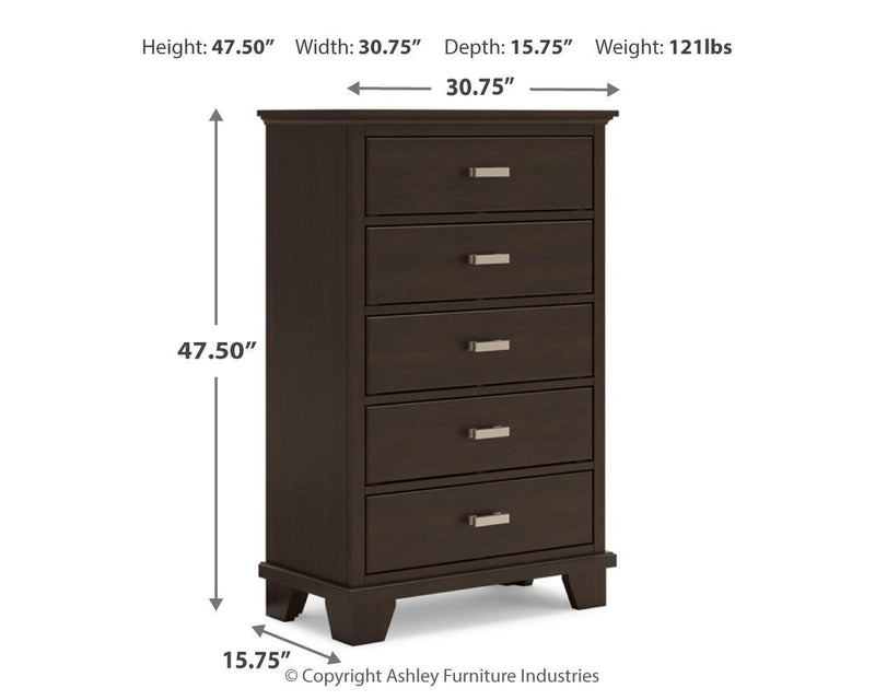 Covetown Dark Brown Full Panel Bed, Chest and Nightstand - B441B16