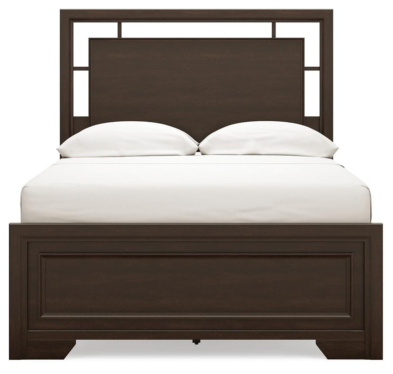Covetown Dark Brown Full Panel Bed, Chest and Nightstand - B441B16