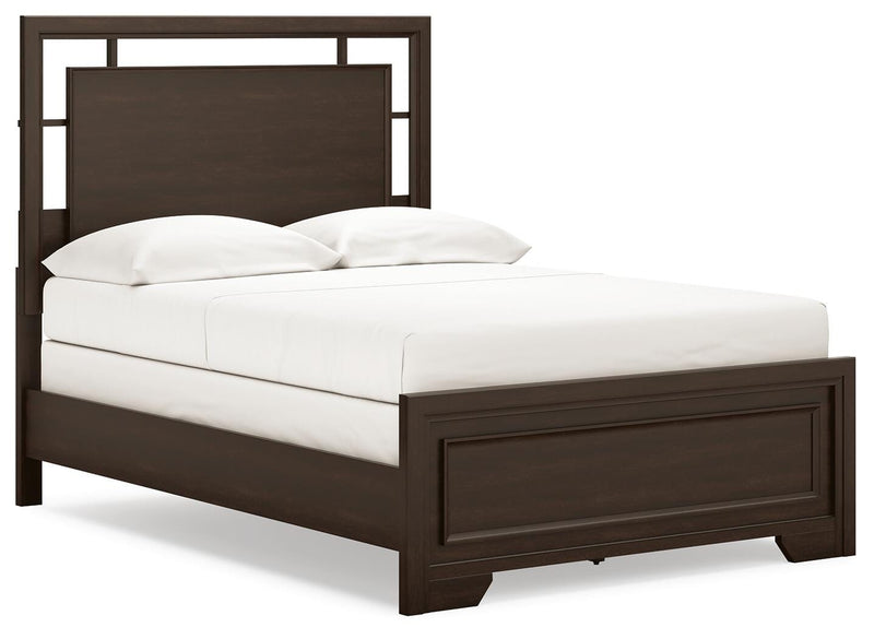 Covetown Dark Brown Full Panel Bed, Chest and Nightstand - B441B16