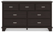 Covetown Full Panel Bed with Dresser in Dark Brown - PKG016623