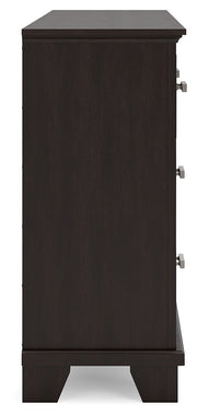 Covetown Full Panel Bed with Dresser in Dark Brown - PKG016623
