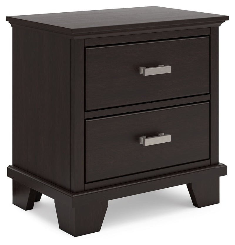 Covetown King Panel Bed with 2 Nightstands in Dark Brown from Ashley - Luna Furniture