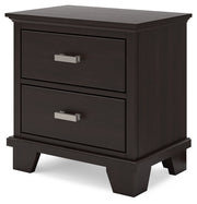 Covetown King Panel Bed with 2 Nightstands in Dark Brown from Ashley - Luna Furniture