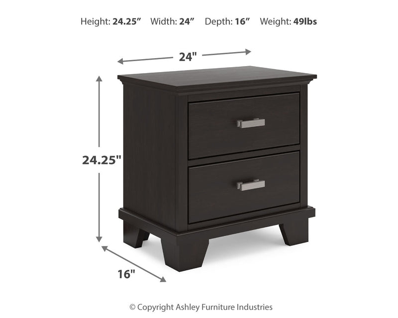 Covetown King Panel Bed with 2 Nightstands in Dark Brown from Ashley - Luna Furniture