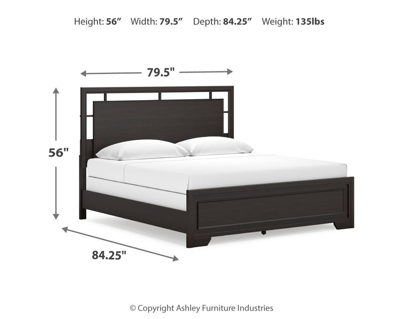 Covetown King Panel Bed with Dresser and 2 Nightstands in Dark Brown from Ashley - Luna Furniture