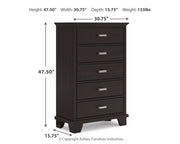 Covetown Queen Panel Bed with Mirrored Dresser and Chest in Dark Brown from Ashley - Luna Furniture