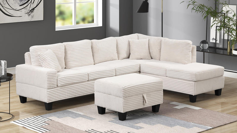 Cozy Sectional Sofa with Ottoman Cream - Cozy Sectional Sofa with Ottoman Cream