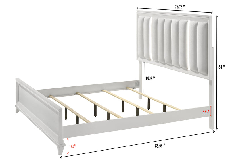 Cressida White King Upholstered LED Panel Bed - Gate FurnitureKing Bed