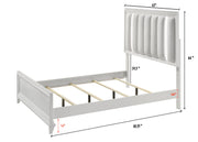 Cressida White Queen Upholstered LED Panel Bed - Gate FurnitureQueen Bed