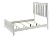 Cressida White Queen Upholstered LED Panel Bed - Gate FurnitureQueen Bed