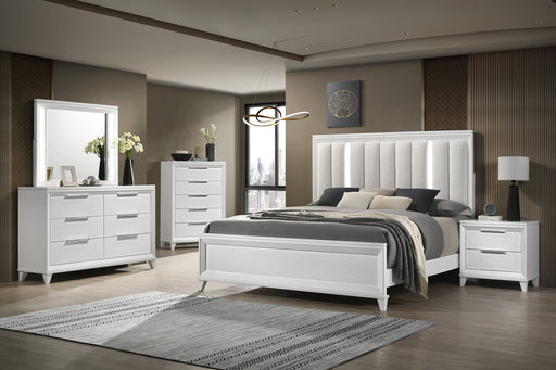 Cressida White Upholstered LED Panel Bedroom Set - Gate FurnitureBedroom Set