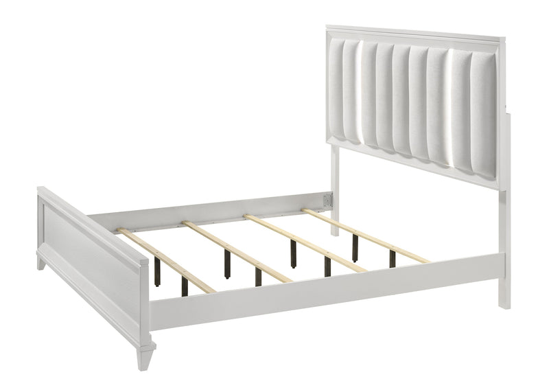 Cressida White Upholstered LED Panel Bedroom Set - Gate FurnitureBedroom Set