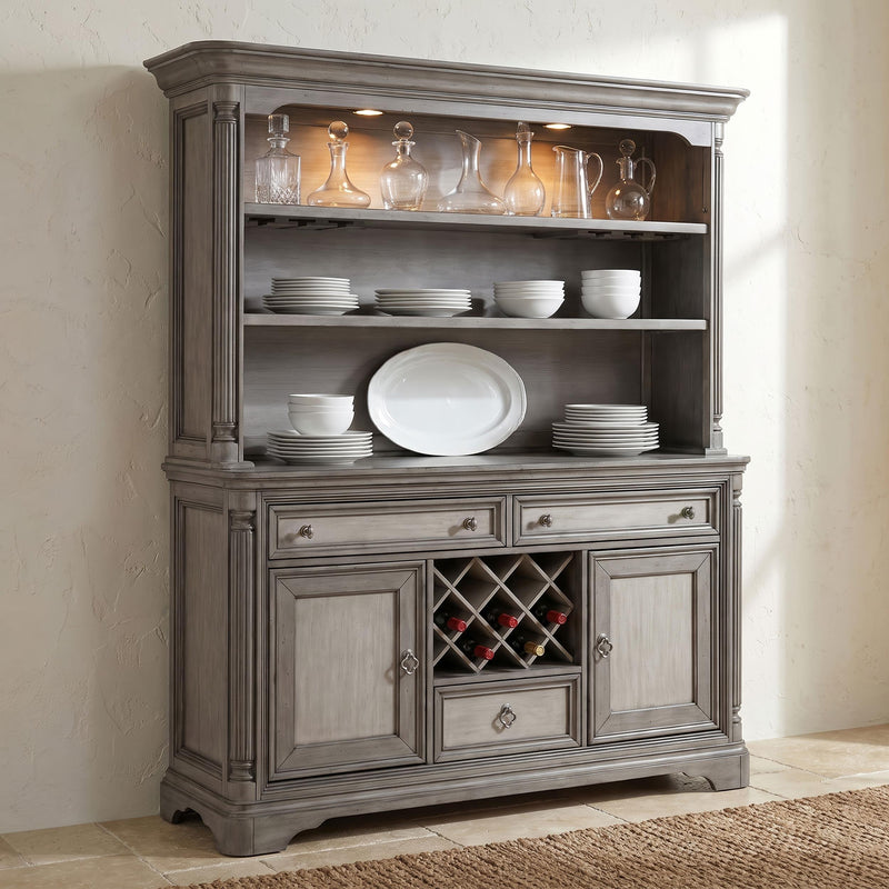 Cresswell 2-door 3-drawer Wine Storage Buffet Weathered Taupe - 107455B
