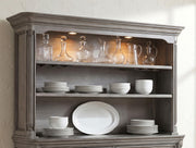 Cresswell 2-tier Touch Light Hutch Display Cabinet Weathered Taupe - 107455H