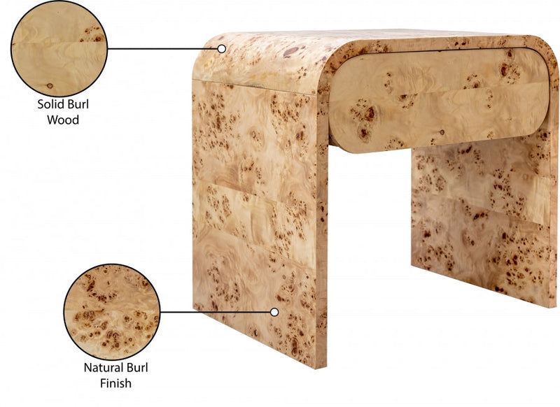 Cresthill Burl Wood Nightstand in Natural - 863-NS