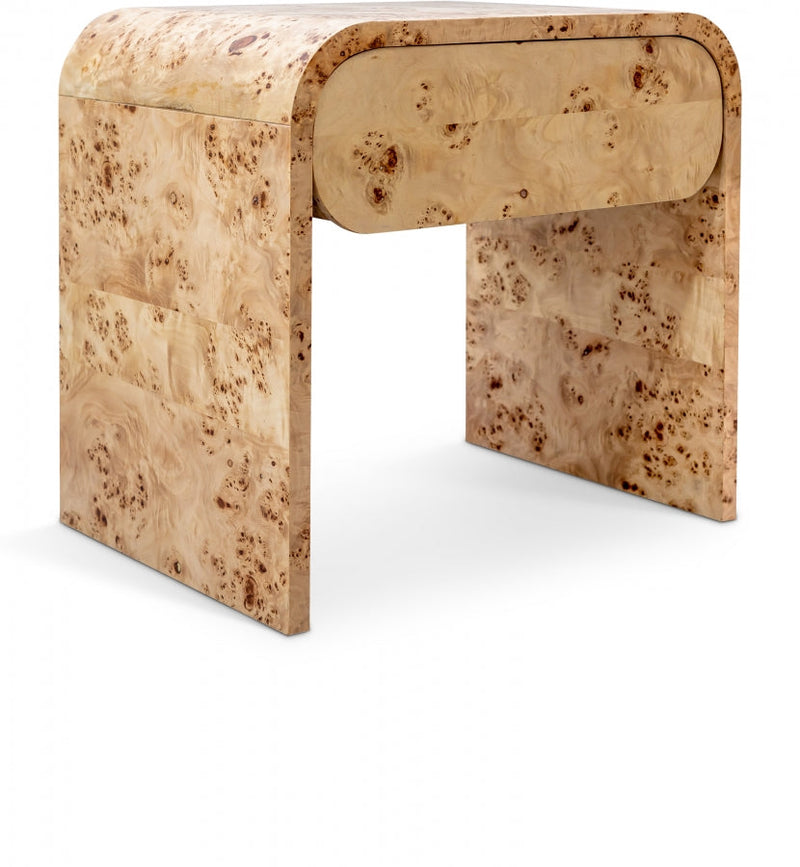 Cresthill Burl Wood Nightstand in Natural - 863-NS
