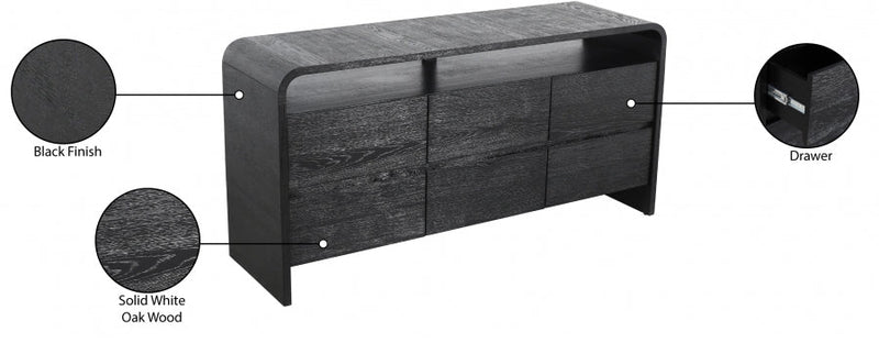 Cresthill Oak Wood Dresser in Black - 861-D