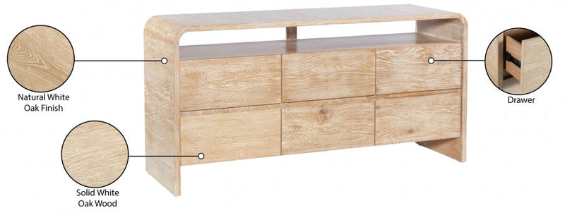 Cresthill Oak Wood Dresser in Natural - 862-D