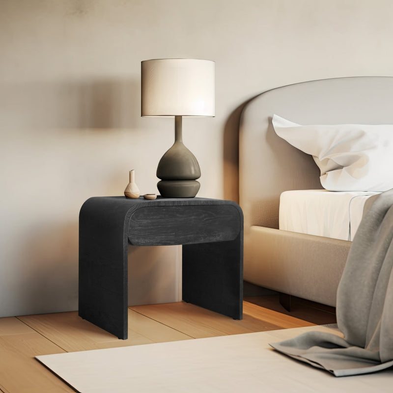 Cresthill Oak Wood Nightstand in Black - 861-NS