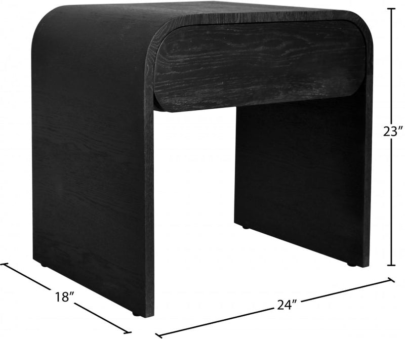 Cresthill Oak Wood Nightstand in Black - 861-NS