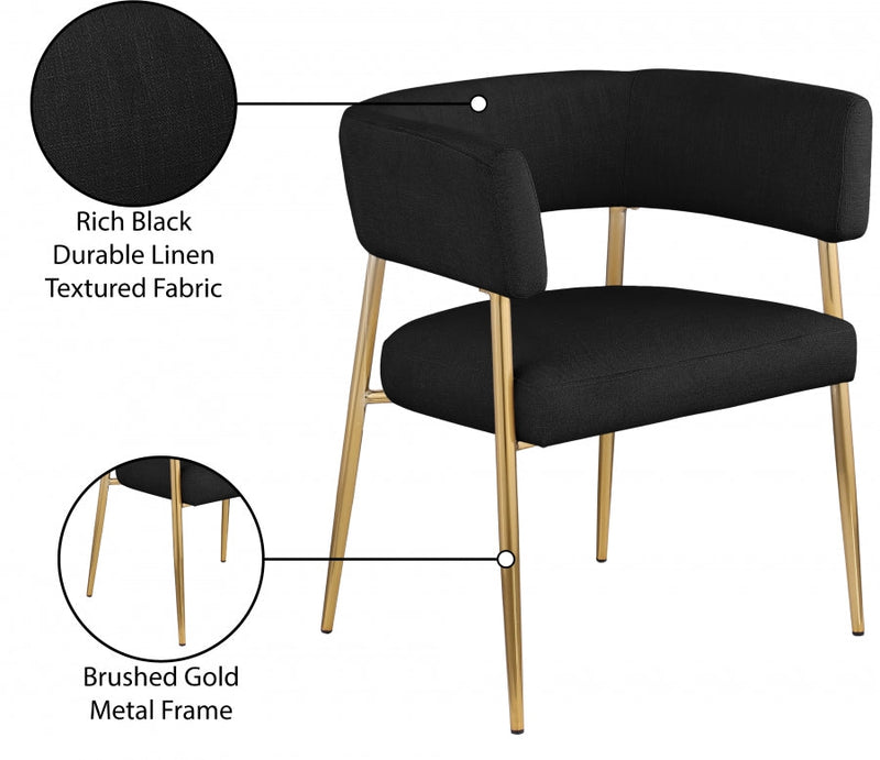 Creston Linen Textured Fabric Upholstered Dining Chair in Black - 534Black-C