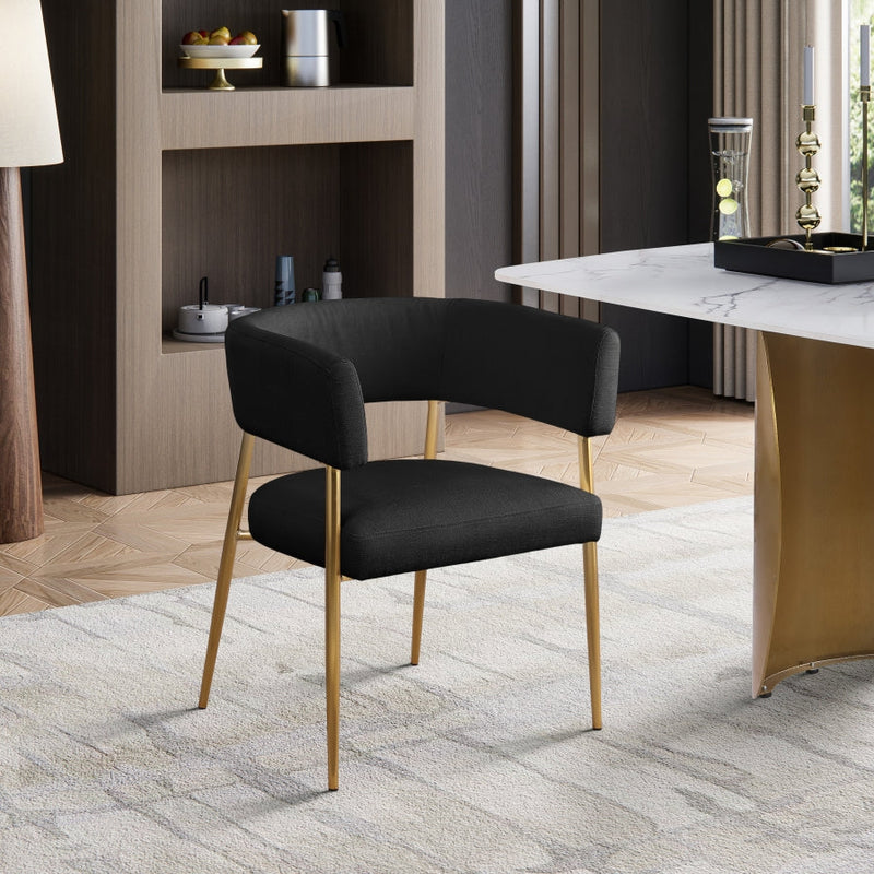 Creston Linen Textured Fabric Upholstered Dining Chair in Black - 534Black-C