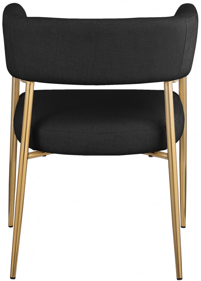 Creston Linen Textured Fabric Upholstered Dining Chair in Black - 534Black-C