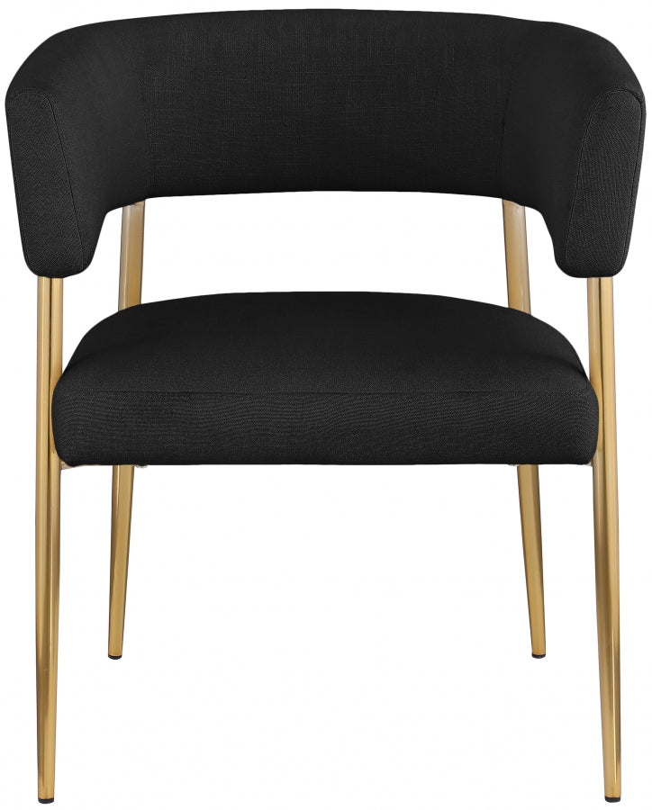 Creston Linen Textured Fabric Upholstered Dining Chair in Black - 534Black-C