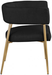 Creston Linen Textured Fabric Upholstered Dining Chair in Black - 534Black-C