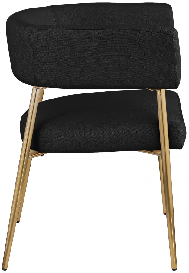 Creston Linen Textured Fabric Upholstered Dining Chair in Black - 534Black-C