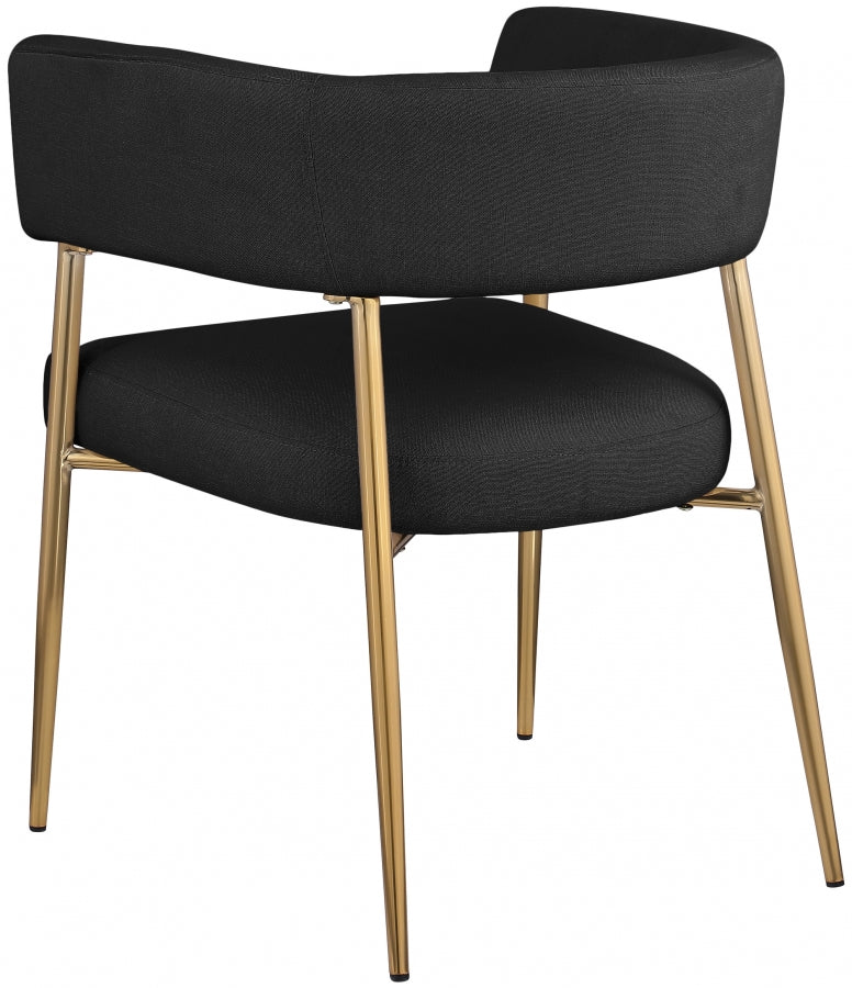 Creston Linen Textured Fabric Upholstered Dining Chair in Black - 534Black-C