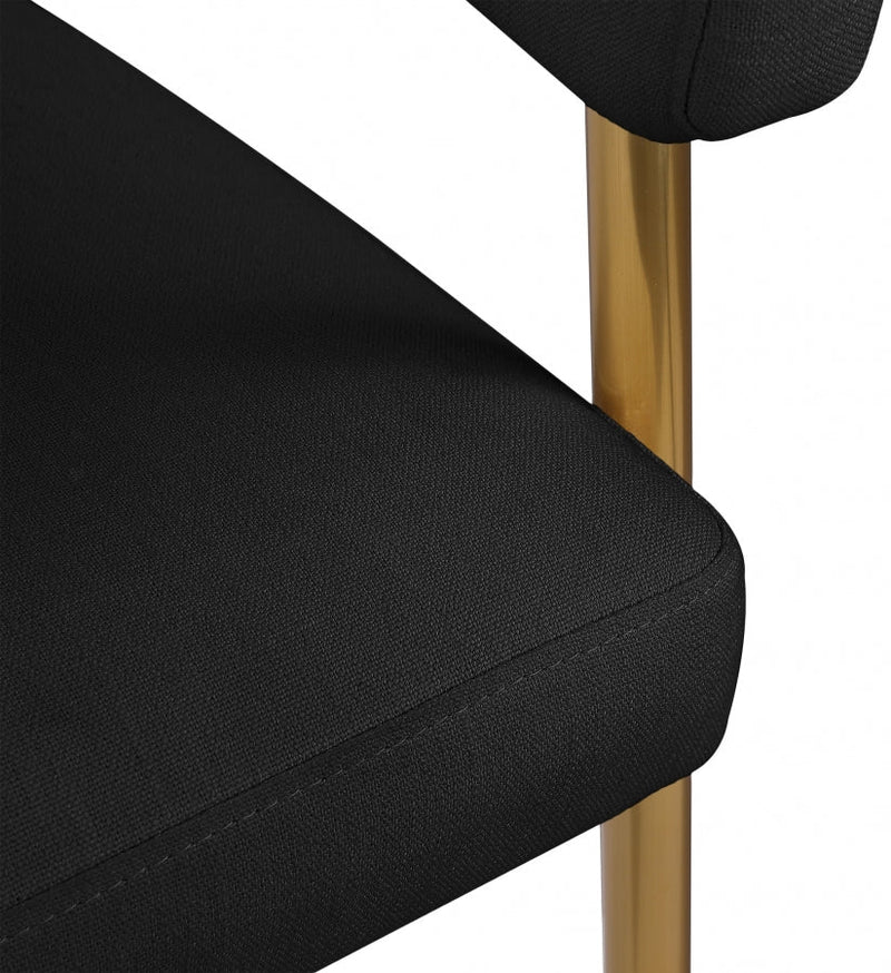 Creston Linen Textured Fabric Upholstered Dining Chair in Black - 534Black-C