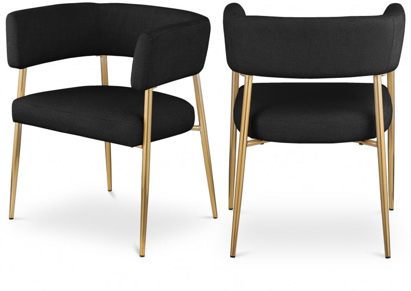 Creston Linen Textured Fabric Upholstered Dining Chair in Black - 534Black-C