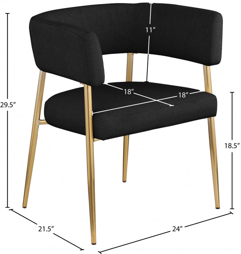 Creston Linen Textured Fabric Upholstered Dining Chair in Black - 534Black-C