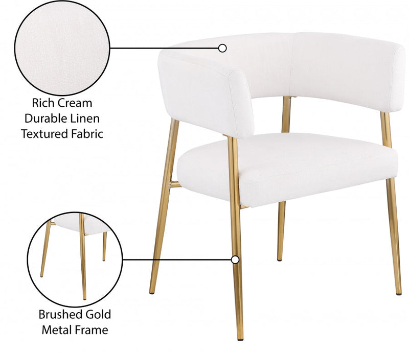 Creston Linen Textured Fabric Upholstered Dining Chair in Cream - 534Cream-C