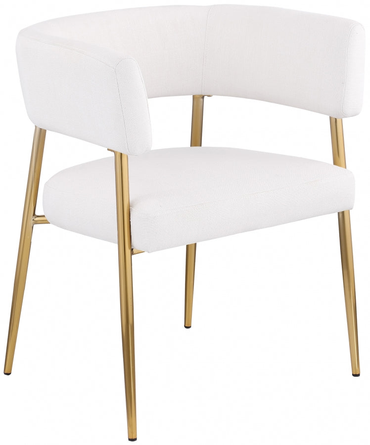 Creston Linen Textured Fabric Upholstered Dining Chair in Cream - 534Cream-C