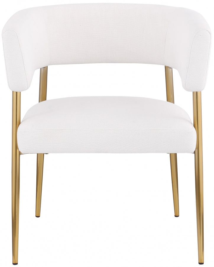 Creston Linen Textured Fabric Upholstered Dining Chair in Cream - 534Cream-C