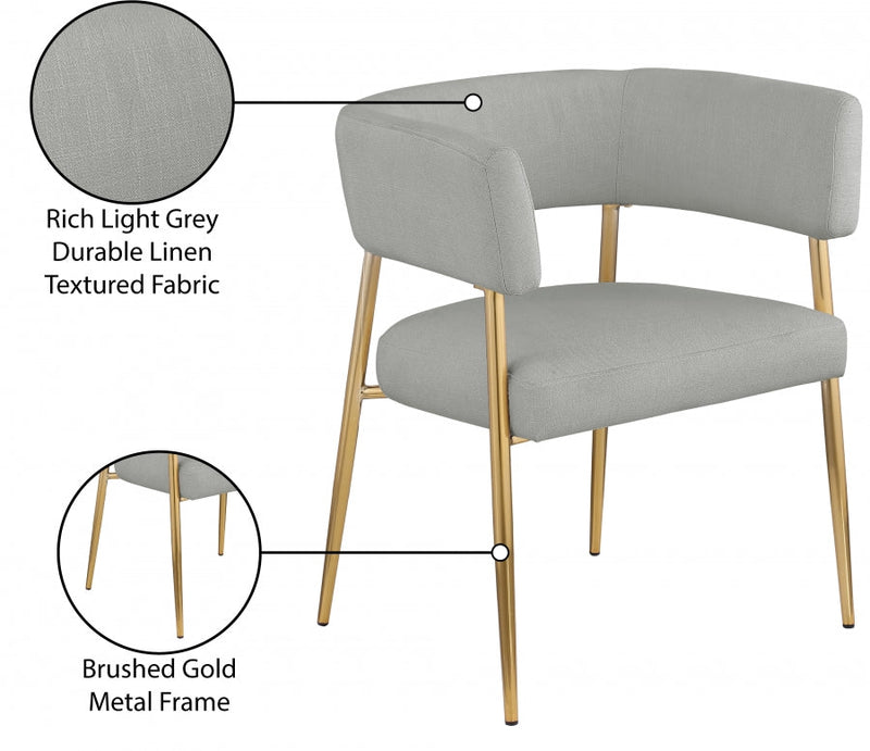 Creston Linen Textured Fabric Upholstered Dining Chair in Grey - 534Grey-C