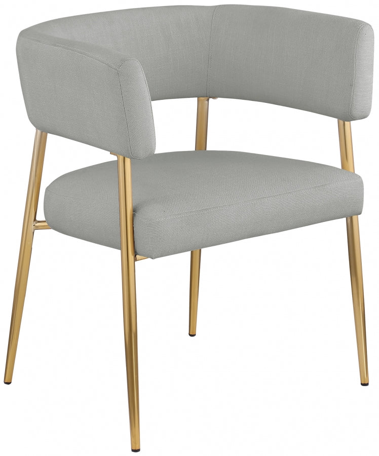 Creston Linen Textured Fabric Upholstered Dining Chair in Grey - 534Grey-C