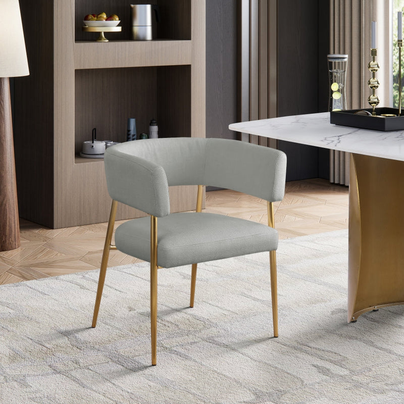 Creston Linen Textured Fabric Upholstered Dining Chair in Grey - 534Grey-C