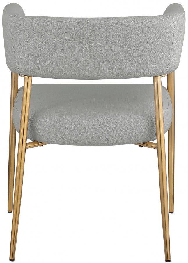 Creston Linen Textured Fabric Upholstered Dining Chair in Grey - 534Grey-C