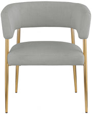 Creston Linen Textured Fabric Upholstered Dining Chair in Grey - 534Grey-C