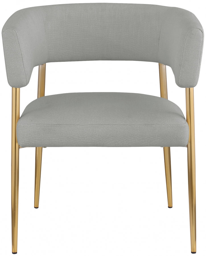 Creston Linen Textured Fabric Upholstered Dining Chair in Grey - 534Grey-C