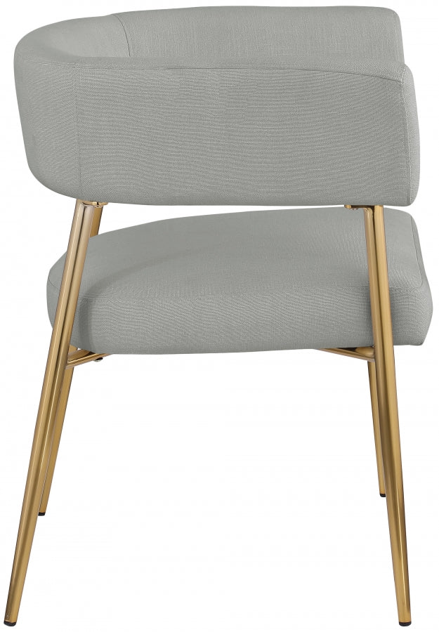 Creston Linen Textured Fabric Upholstered Dining Chair in Grey - 534Grey-C