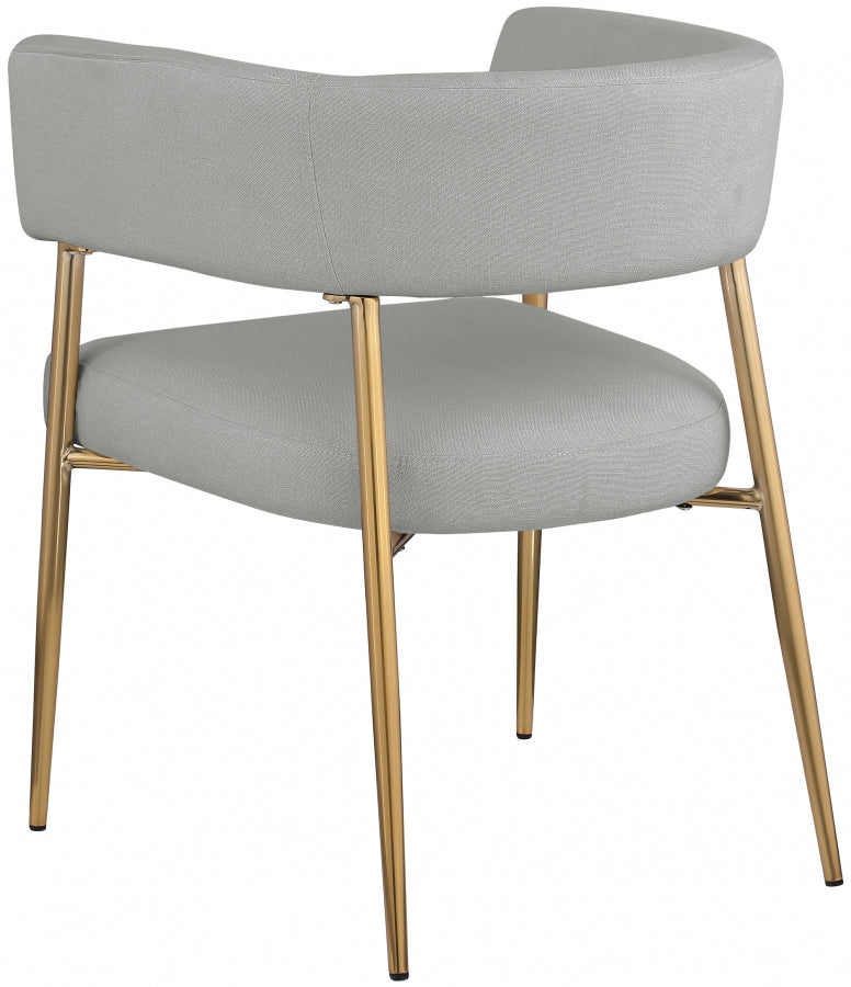 Creston Linen Textured Fabric Upholstered Dining Chair in Grey - 534Grey-C