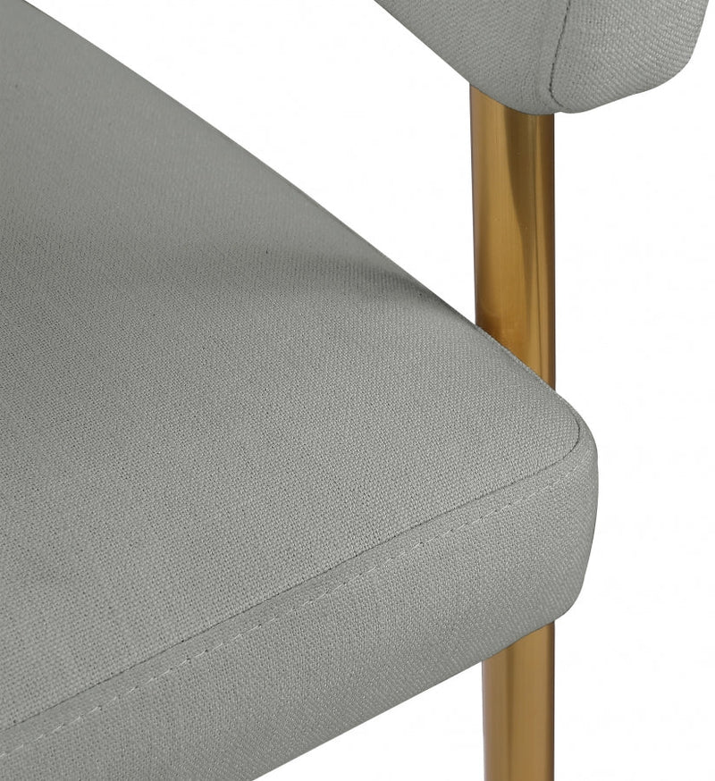 Creston Linen Textured Fabric Upholstered Dining Chair in Grey - 534Grey-C