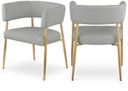 Creston Linen Textured Fabric Upholstered Dining Chair in Grey - 534Grey-C