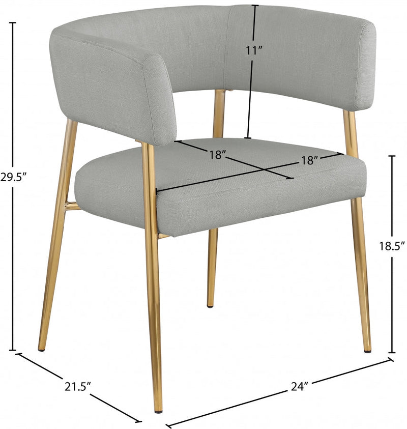 Creston Linen Textured Fabric Upholstered Dining Chair in Grey - 534Grey-C